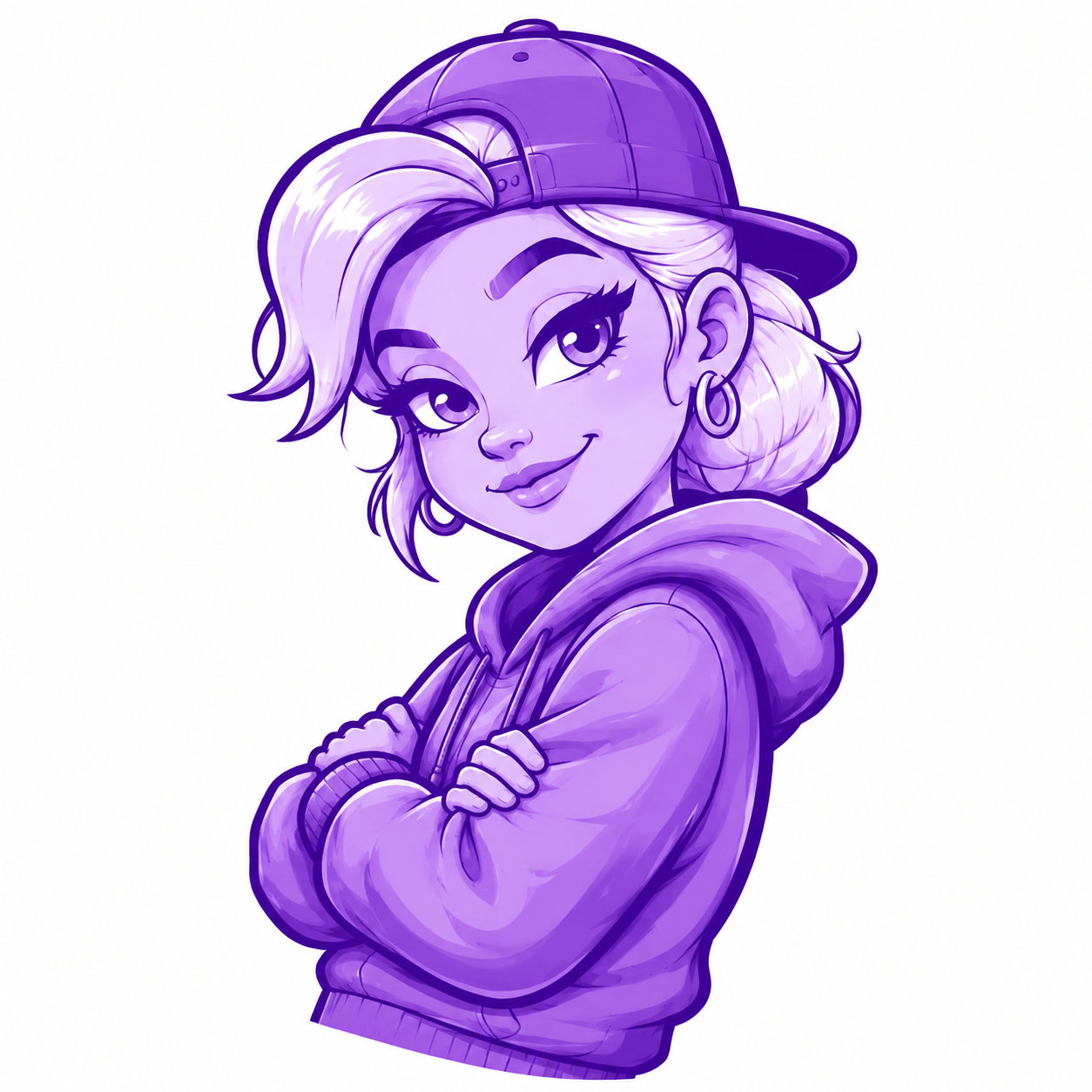 Kate’s Kurbs mascot wearing a backward cap and hoodie
