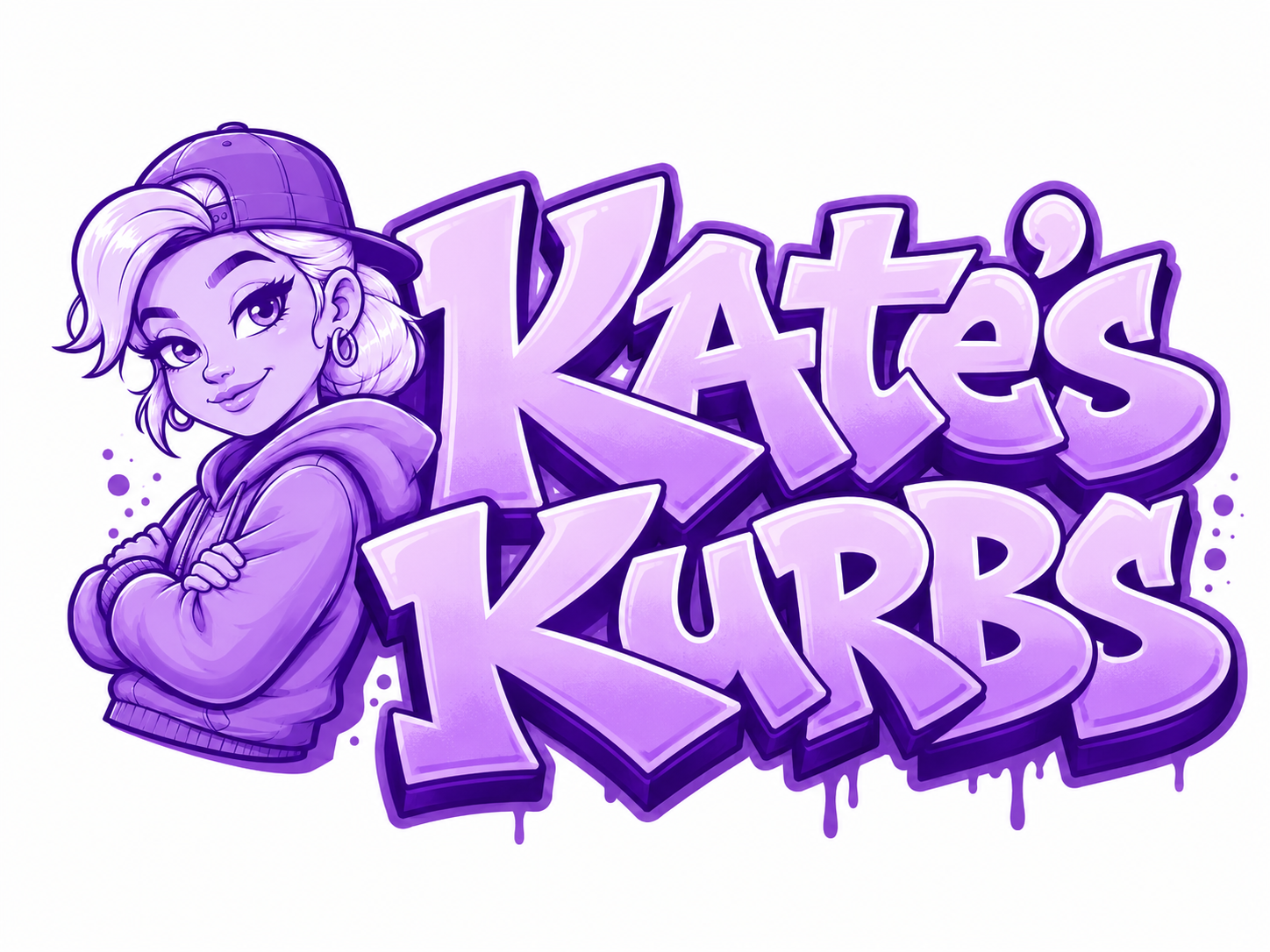 Kate’s Kurbs graffiti logo with Kate mascot